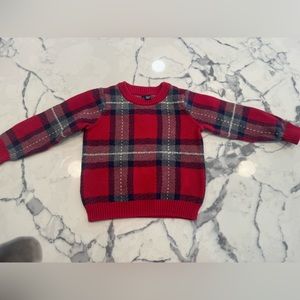 Boys Janie Jack red plaid sweater 18-24m. Worn once